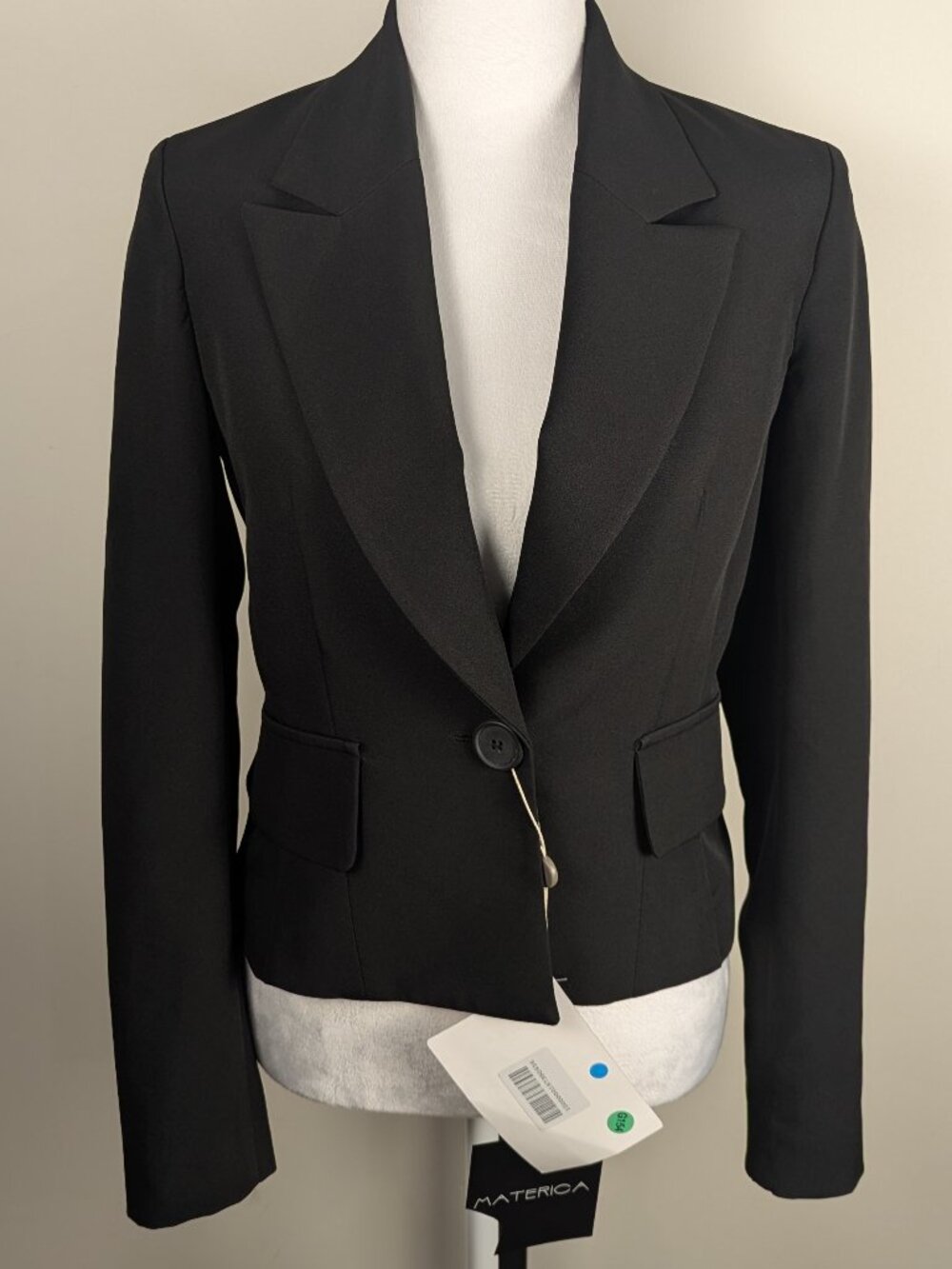 NWT Materica Italy Black Shawl Collar Blazer Made in Italy IT 40 (Sz 2 US)